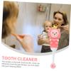 Gatuida 2pcs Kids Toothbrush Set with Soft Silicone Bristles, Cute Bear Shape for Gentle Care of Teeth and Gums, Manual Toothbrushes for Toddlers and Children, Pink Colour view 3