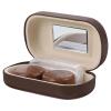 BESTYASH Brown Leak-Proof Contact Lens Box with Leather Lining and Plastic Material Lightweight and Easy to Carry Portable Lens Holder with Clip and Small Mirror view 1