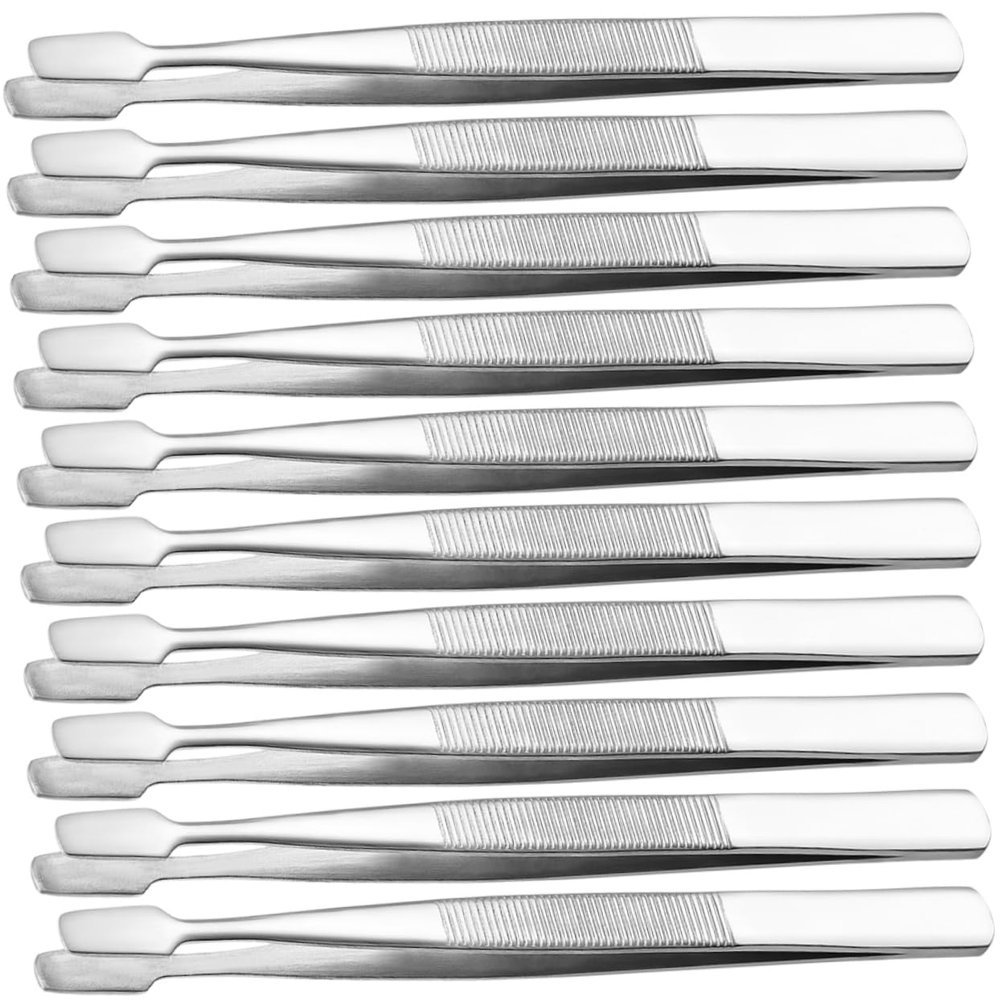 Beaupretty 10pcs Stainless Steel Eyelash Tweezers Multipurpose Stamp Tweezers Ergonomic Design Comfortable to Hold for Beads and False Eyelash Applications