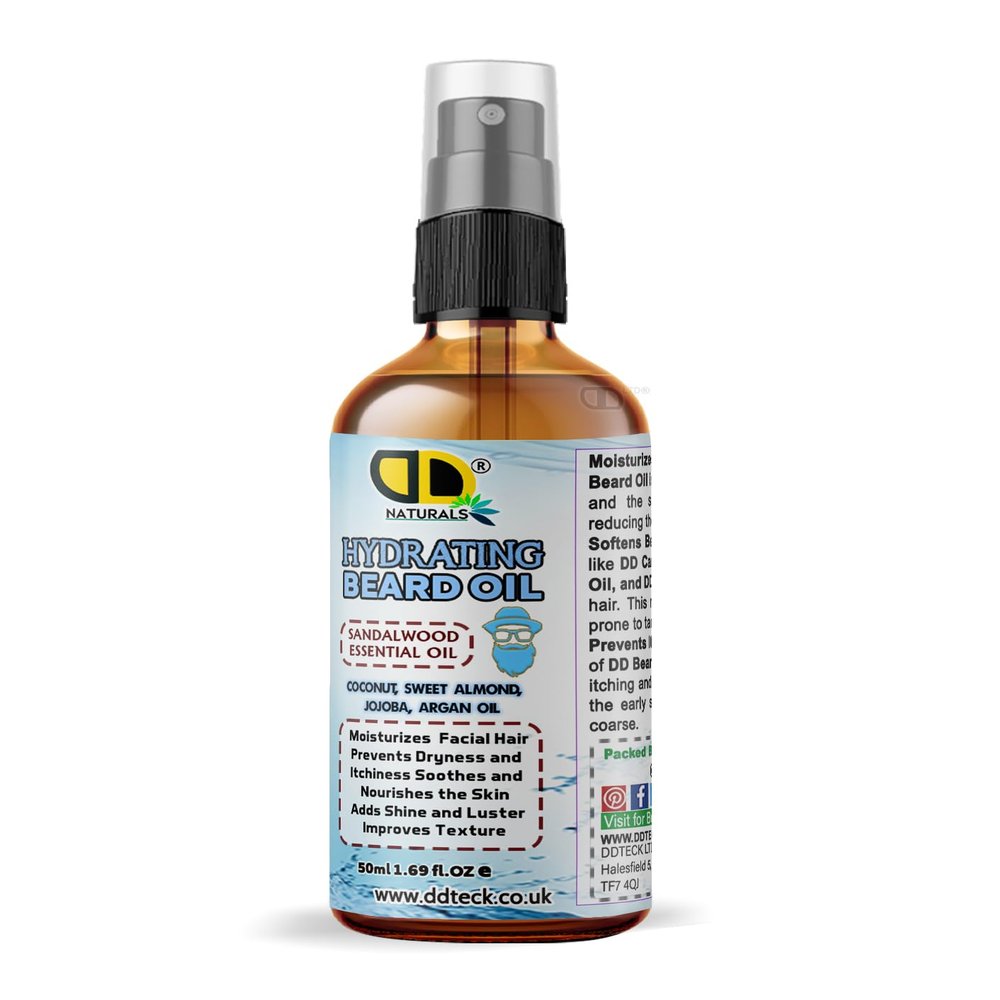 Hydrating Beard Oil for Men With Sandalwood Aroma | Soothes Dryness & Itch | Softens Beard,Promotes Healthy Growth, Adds Shine & Softness, Supports Growth, Non-Greasy Formula (50ml Dropper Spray)
