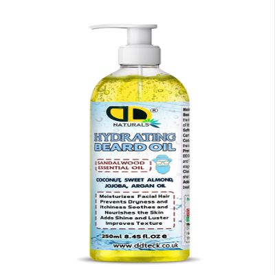 DD Teck Hydrating Beard Oil for Men With Sandalwood Aroma | Soothes Dryness & Itch | Softens Beard,Promotes Healthy Growth, Shine & Softness, Supports Growth, Non-Greasy Formula (250ml Pump)