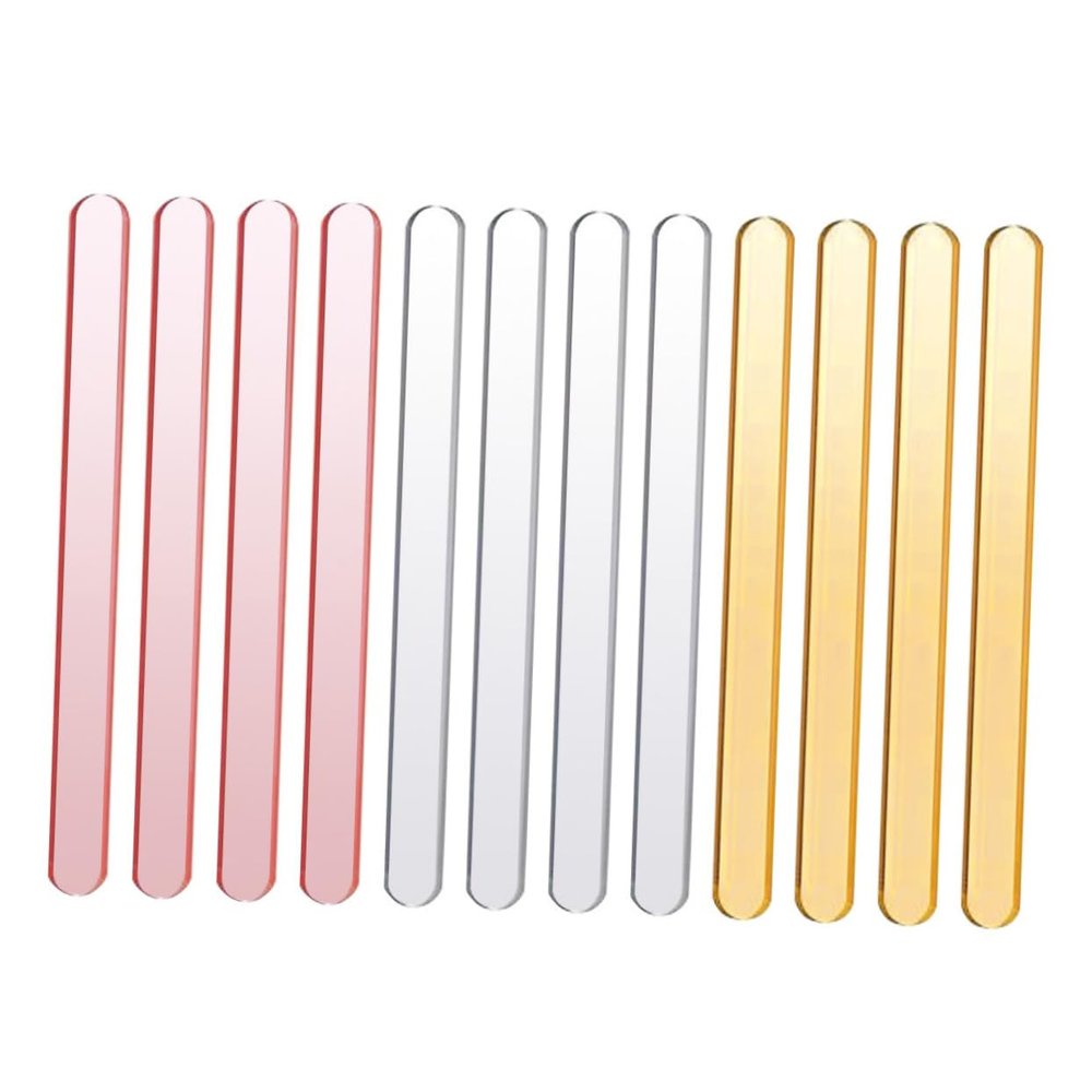 HOMSFOU 30pcs Acrylic Mirror Ice Cream Sticks DIY Crafting Supplies for Cake Ice Cream Lolly Making