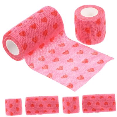 Anneome 6 Rolls of Pink Self-Adhesive Athletic Tapes Breathable Non-Woven Cloth Material for Sports Protection and Muscle Support Elastic Wraps