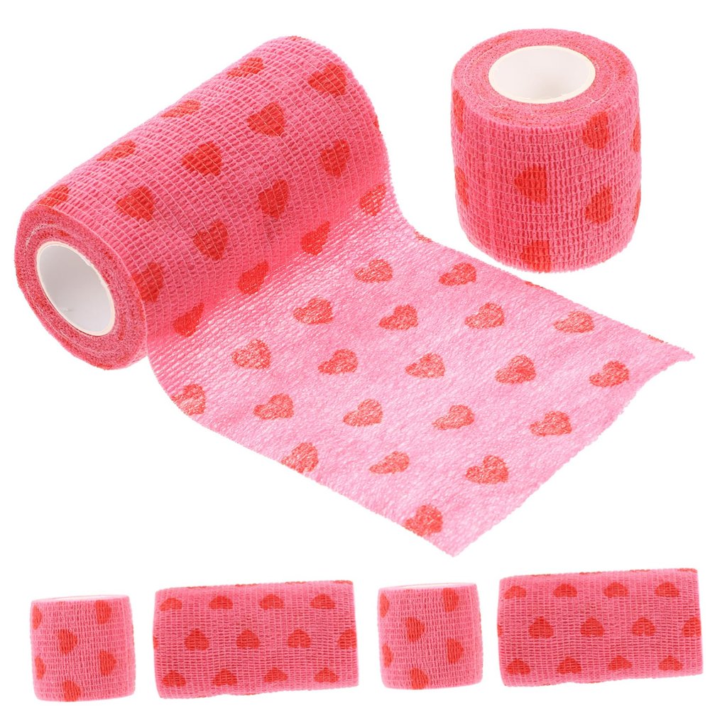 Anneome 6 Rolls of Pink Self-Adhesive Athletic Tapes Breathable Non-Woven Cloth Material for Sports Protection and Muscle Support Elastic Wraps