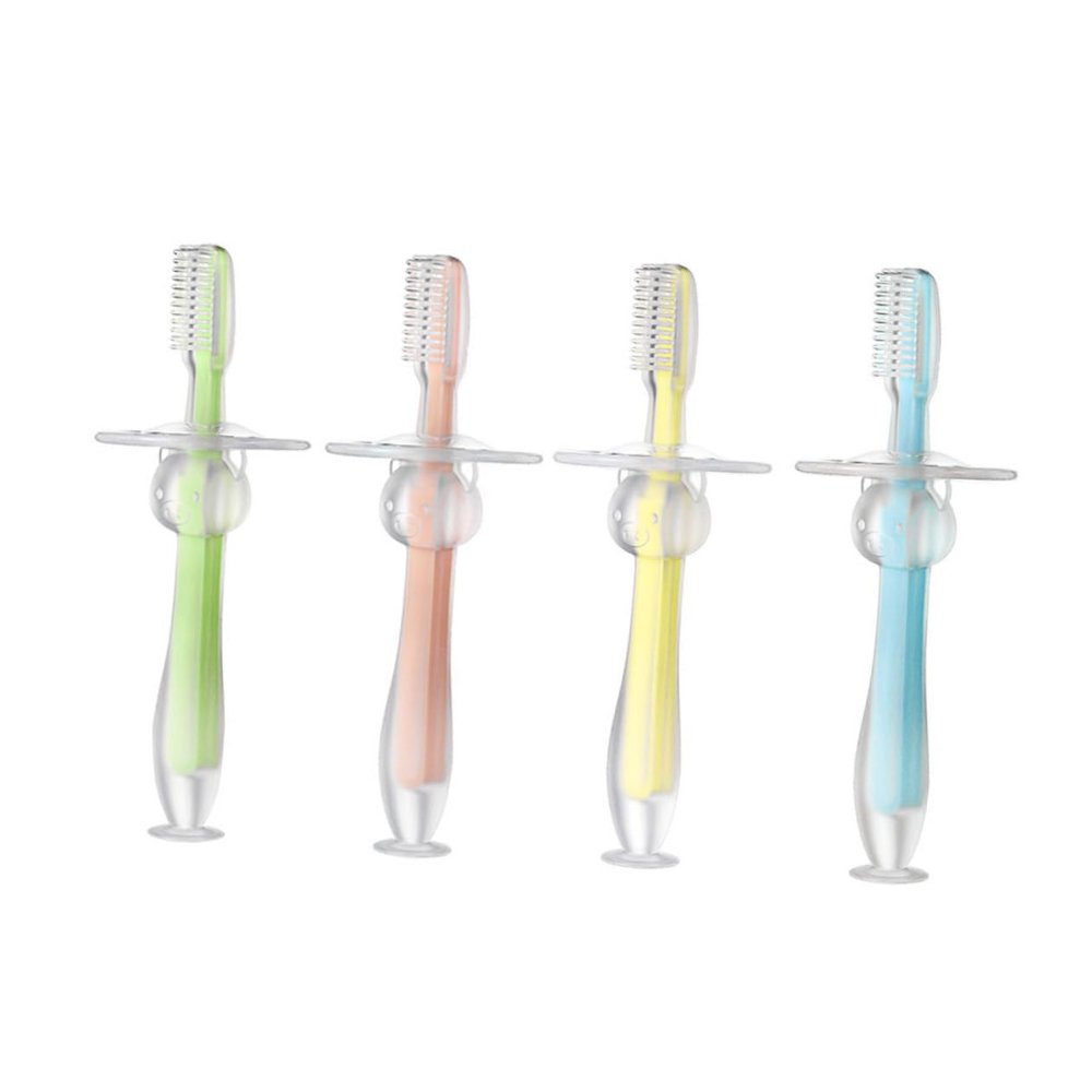 CTIRCHIU 4pcs Silicone Baby Toothbrush Easy to Grip with Tapered Handle for Infant Oral Care and Teething