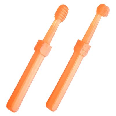 minkissy 2Pcs Finger Toothbrush Set Soft Silicone Oral Care for Boy Girl with Gentle Bristles Portable Storage Box Included for Travel and Home Use for Newborns