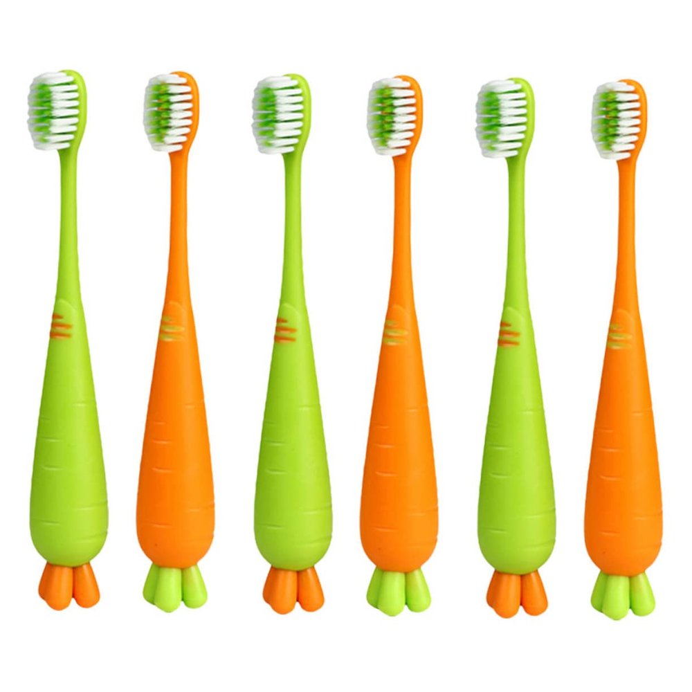 CTIRCHIU 6Pcs Soft Bristle Toothbrush Cartoon Carrot Design Gentle Cleaning for Comfortable Grip for Easy Use for Oral Health