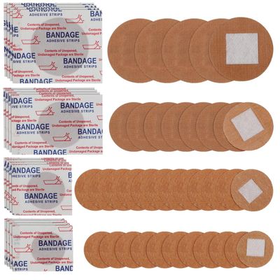 100Pcs Breathable Round Bandages Comfortable Fabric Spot Patches for Joint Fingertip Sensor Protection Various Sizes
