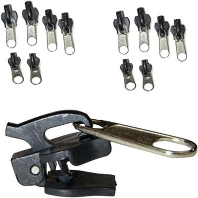 12Pcs Black Fix Zip Puller -3 Sizes Zip Slider Repair Instant Kit -Instant Kit Fix Black Zipper Rescue -Zipper Set for Jacket,Luggage,Backpacks Travel Practical Accessories Replacement