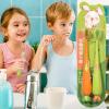 Children's Brush, 2 Pack Carrot Shaped Bristles Gum Care for Boys and Girls 3 Years and Up for Daily Use at Home or Travel view 3