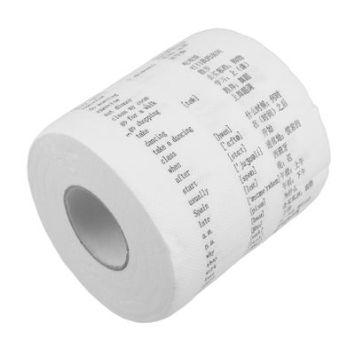 BESPORTBLE Elementary English Word Toilet Paper Roll with Interactive Study Pattern Bathroom Tissue for Vocabulary Expansion and Language Practice at Home and School