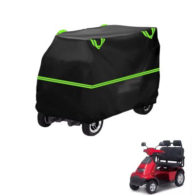 FreshCart Basics Mobility Scooter Cover Compatible with Afikim Afiscooter S4 2 Seat,210D Material,dustproof,Waterproof,Sun-Proof,with Storage BagBlack Green