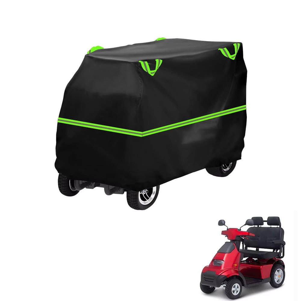 FreshCart Basics Mobility Scooter Cover Compatible with Afikim Afiscooter S4 2 Seat,210D Material,dustproof,Waterproof,Sun-Proof,with Storage BagBlack Green