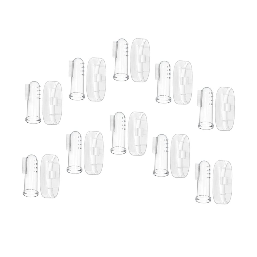 Hoement 10Sets Silicone Finger Toothbrush with Storage Case Oral Massager for Teething Relief Healthy Habits Safe Food Grade Silicone for Newborns