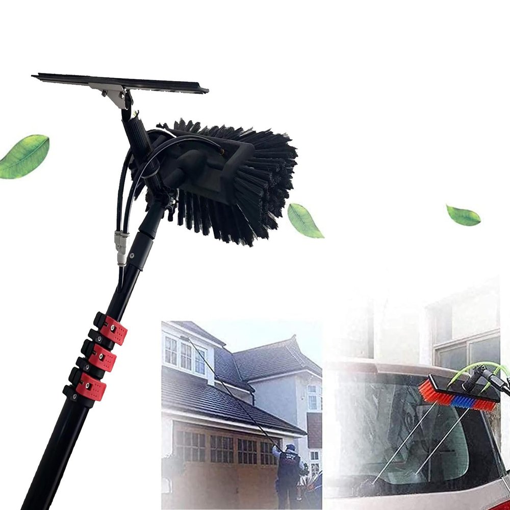 30FT Water Fed Window Cleaning Pole - 9M Solar Panel Cleaning Brush with 35cm Head for Efficient Window & Photovoltaic Cleaning Equipment