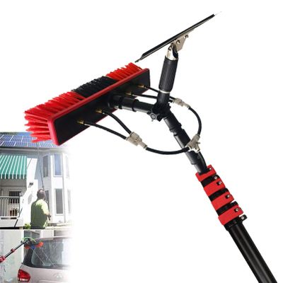 10.8M Water Fed Pole Kit - Telescopic Window Cleaning Brush & Squeegee, 24FT Hose Fed Equipment for Effortless Exterior Cleaning, Ideal for High Reach Windows