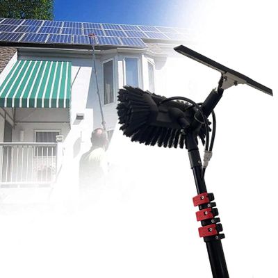 12M/39FT Extendable Window Cleaning Pole with Water Supply - Ideal for Roof Cleaning & Photovoltaic Panel Maintenance, Durable Brush for Effortless Cleaning