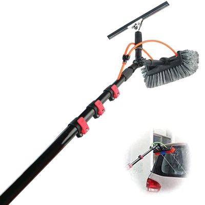 26ft Telescopic Window Cleaning Kit - Water-Fed Brush for Solar Panel & Truck Window Cleaning, 8m/3.6m Extendable Reach, Professional Quality