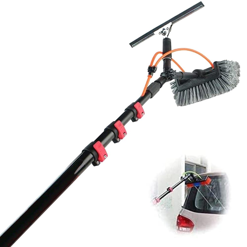 26ft Telescopic Window Cleaning Kit - Water-Fed Brush for Solar Panel & Truck Window Cleaning, 8m/3.6m Extendable Reach, Professional Quality