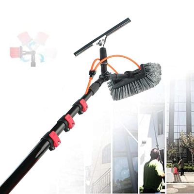 10m Telescopic Water Fed Window Cleaning Tool, 30cm Brush Head for PV & Solar Panel Cleaning, Expandable 6M/20FT Length, Ideal for Easy Reach and Effective Cleaning