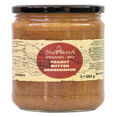 Nutterra - Organic Wholegrain Peanut Butter 500 g 100% Peanuts, No Palm Oil, No Additives High Protein, Vegan