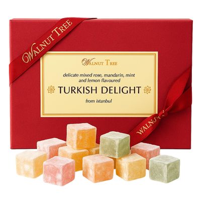Walnut Tree Turkish Delight Selection 350g Authentic Sweets from Istanbul Handpacked in the UK Traditional Lokum Gift Box Premium Dessert Treat Luxury Present for All Occasions 350g