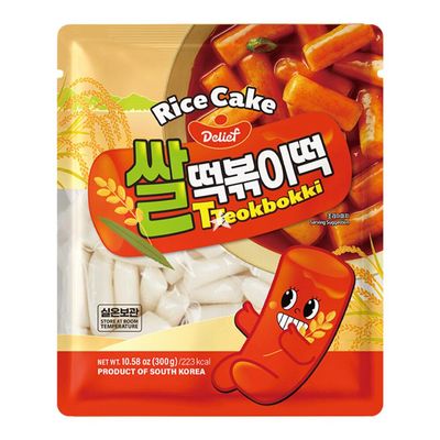 Delief Korean Tteokbokki Rice Cake 600g Halal (2 x 300g Packs) | Product of South Korea