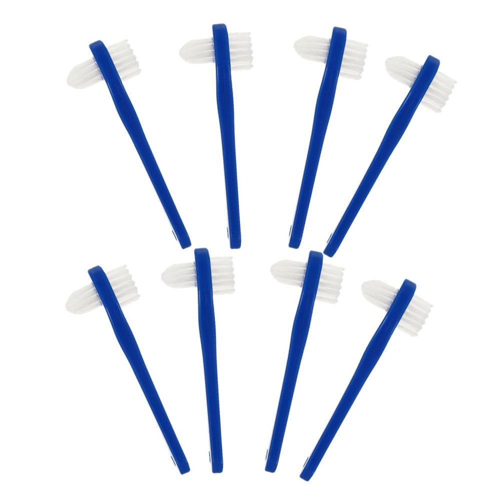 HAMPPLIES 8pcs Denture Brush Toothbrush Set with Comfortable Grip and Pp Material, Small Size for Easy Operation, for Denture Cleaning and Oral Care at Home Or Travel