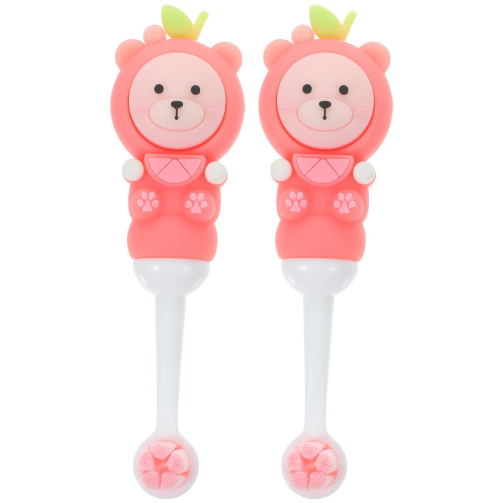 ELAYARD 2pcs Soft Silicone Children's Toothbrushes for Toddlers and Kids with Gentle Care for Teeth and Gums, Cute Bear Shape Design, Safe and Easy to Use, for Ages 0-9