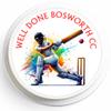 Personalised Cricket Cake Topper - 7" Round - Any Message - Edible Icing or Wafer - Batsman Cake Decoration (Edible Icing) view 4