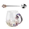 DINHEAROM Glass Tea Cup with Spoon, Crown Drinking Mug, Ergonomic Design, Explosion-Proof Glass, Unique Home Serveware for Tea and Everyday Use view 1