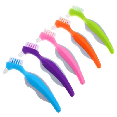 CTIRCHIU 5pcs Clean Denture Brush Elderly False Teeth Toothbrush Hard Bristle Tool for Dental Care Removal Compact Travel