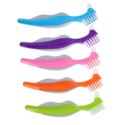 Beaupretty 5pcs Denture Cleaning Brush for Elderly Soft Bristles Dual Head Design for Oral Care and Travel