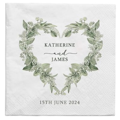 100Pcs Personalised Napkins for Weddings, Custom 5x5 Cocktail Napkins with Name&Date, Wedding Table Decor for Engagement Party, Anniversary Date (20)