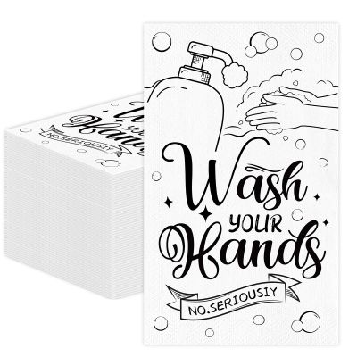 100 PCS Disposable Hand Towels for Bathroom, Bathroom Guest Napkins Wash Your Hands Paper Towels Decorative for Powder Room Wedding Birthday Baby Bridal Shower Decoration (Handwashing)