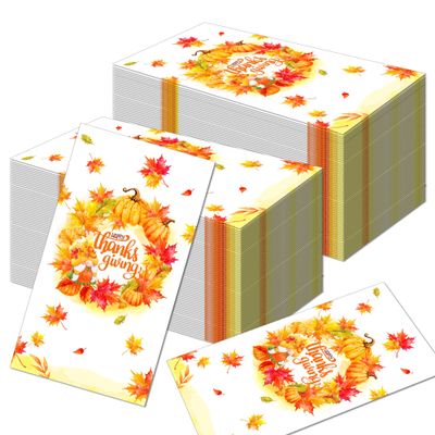 100 Pcs Thankgiving Napkins, Autumn Maple Leaf Disposable Hand Towels for Bathroom Decorative Thanksgiving Dinner Napkins for Harvest Party, Kitchen, Thanksgiving Dinner, Fall Weddings, Daily Use