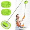 2 in 1 Lightweight Wall Cleaner Mop with Long Handle 75" 190cm Ceiling Duster Lint-Free Chenille Fiber Mop for Kitchen Baseboard Floor Glass Window Roof Cleaning Washer Scrubber Brush Tool Wet Dry Use view 1