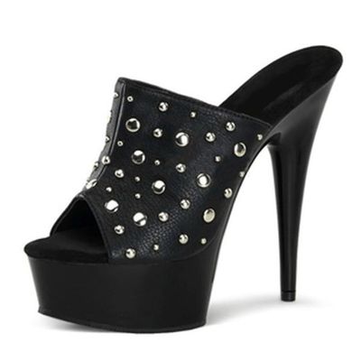 YhdtHSF Women 15CM High Heels Platform Ankle Strap Sandals Open Toe Slippers Plus Size Shoes,Black,9 UK