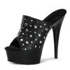 YhdtHSF Women 15CM High Heels Platform Ankle Strap Sandals Open Toe Slippers Plus Size Shoes,Black,9 UK view 1