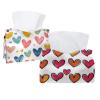 2 pack Flat Doodle Hearts (28) Tissue Box Cover, Decorative Tissue Box Dispenser for Bathroom, Parlors, Office, Bedroom Dresser, Vanity Countertop, Nightstand, Car, and Desk view 1