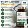 Royal Oak Health High Strength 450mg Steam Activated Coconut Charcoal Capsules | 2 Month Supply | Natural Detox & Gas Relief | 60 Vegan Capsules | UK Made view 2