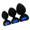 Anal Sex Trainer 3PCS Kit Heart Silicone Jeweled Butt Plugs (Black) view 2