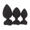 Anal Sex Trainer 3PCS Kit Heart Silicone Jeweled Butt Plugs (Black) view 3