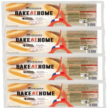 French Petits Pains, Part-Baked White Bread Rolls, Pack of 4, 75g Each, Suitable for Vegetarians Ideal for Making Tasty Sandwiches