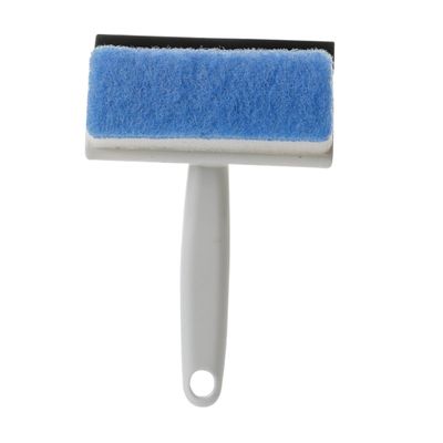 Beaupretty Double-sided Cleaning Brush and Water Scraper for Bathroom and Kitchen Glass, Efficient Cleaning with Non-woven Cloth and Sponge, Easy Handling Blue Squeegee for Window and Mirror