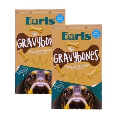 2 Erls Gravybones Flavoured With Beef Oven Baked Biscuits | Vitamins & Minerals & Omega 3 Oils | 500g Each [TOTAL 1000g]
