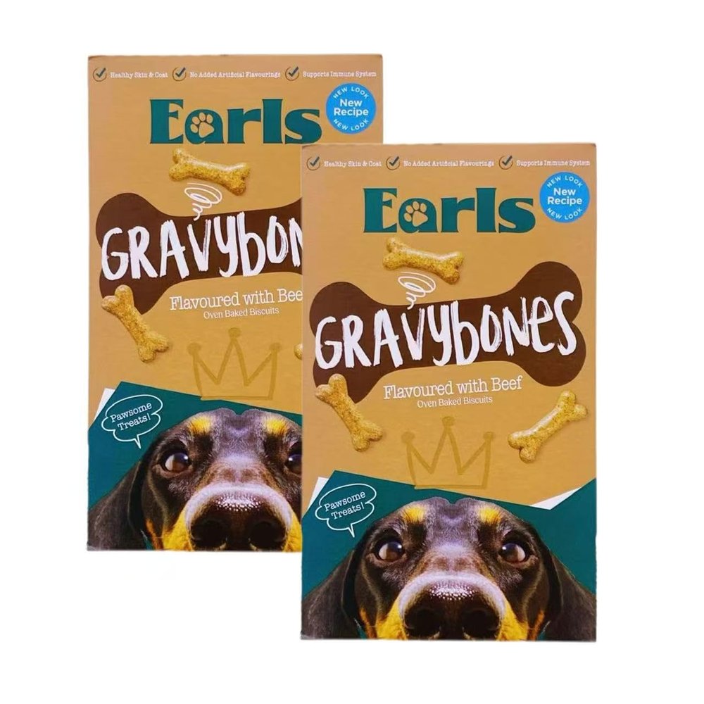 2 Erls Gravybones Flavoured With Beef Oven Baked Biscuits | Vitamins & Minerals & Omega 3 Oils | 500g Each [TOTAL 1000g]