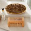 Beard Brush and Comb for Men,Boar Bristle Wood Beard Grooming Comb Brush Kit - Ergonomic Barber Styling Shaving Grooming Care Products for Removing Debris Massages Face view 2