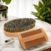 Beard Brush and Comb for Men,Boar Bristle Wood Beard Grooming Comb Brush Kit - Ergonomic Barber Styling Shaving Grooming Care Products for Removing Debris Massages Face view 3