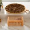 Moustache Brush and Comb Set, Shaving Brush and Comb for Hair & Mustache - Travel Styling & Grooming Accessories for Daily Home Use view 2